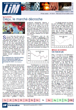 Lettre Infos Métaux - cotation des métaux 